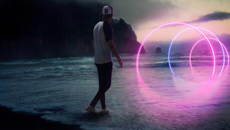 Neon light tunnel wallpaper