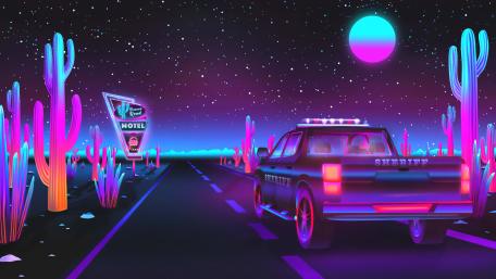 Vaporwave Sheriff Car wallpaper