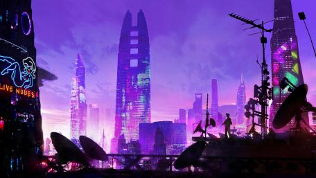 Futuristic Cityscape at Twilight wallpaper