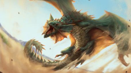 Magical Dragon in a Desert Storm wallpaper