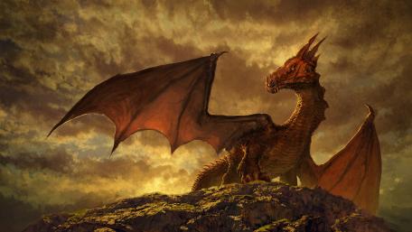 Majestic Dragon in a Fantasy Landscape wallpaper