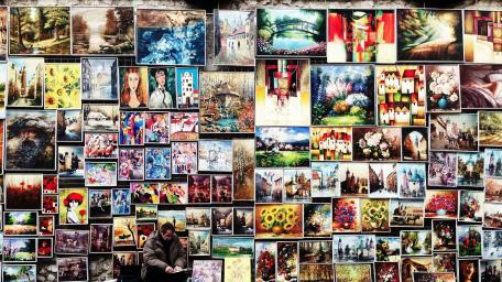Vibrant Art Collage Wall Display wallpaper