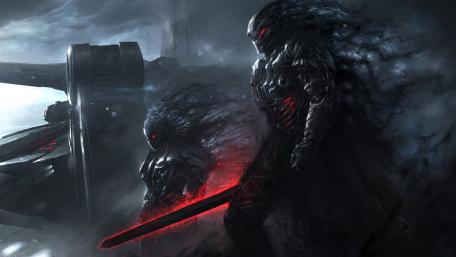 Futuristic Warrior in a Dystopian Realm wallpaper