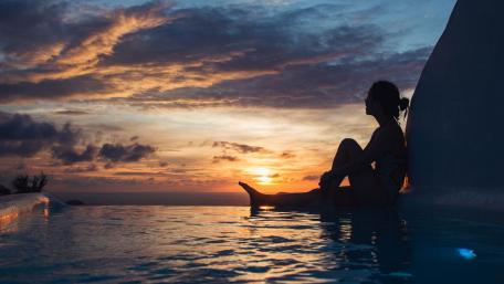 Girl at sunset wallpaper