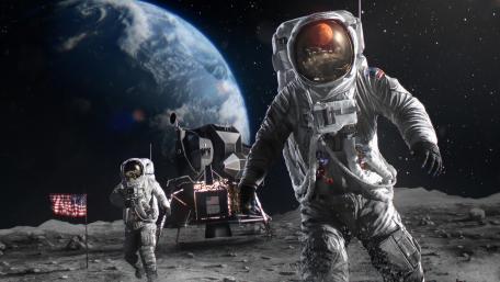 Astronaut Adventure on the Moon wallpaper