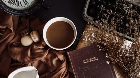 A Cozy Coffee Break with Vintage Charm wallpaper