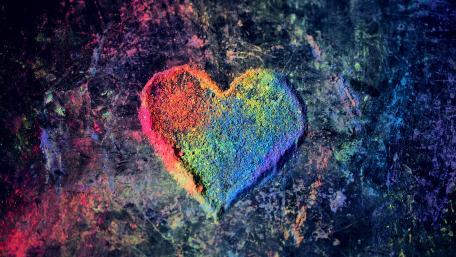 Rainbow Heart Chalk Art Magic wallpaper