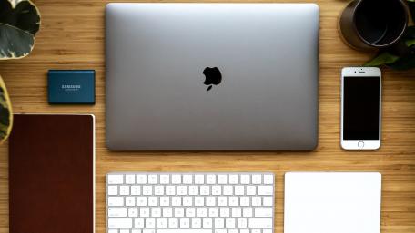 Tech Harmony Workspace Design wallpaper