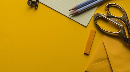 Creative Workspace in Cheerful Yellow Tones wallpaper