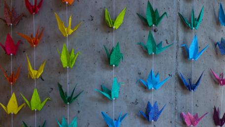 Colorful Origami Crane Wall Art for Creative Spaces wallpaper
