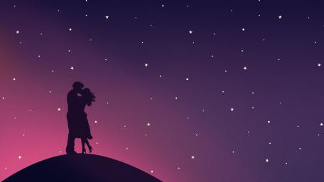 Kissing couple silhouette wallpaper