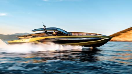 Luxury Lamborghini Superyacht in Motion with Elegance and Power wallpaper