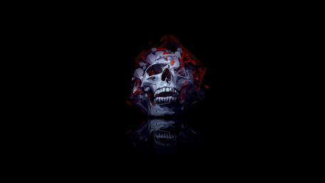 Fragmented Skull Emergence in Darkness wallpaper