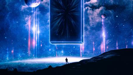 Mystic Monoliths in Celestial Dreams wallpaper