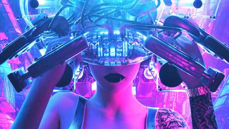 Cyberpunk tattooed girl wallpaper