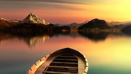 Serene Dusk at the Fjord Lake wallpaper