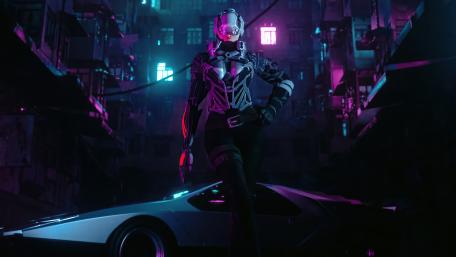 Cybernetic Dream in Neon Lights wallpaper