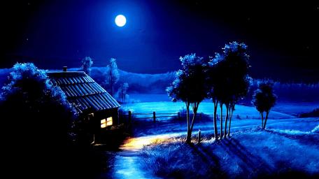 Midnight Tranquility Under the Full Moon wallpaper