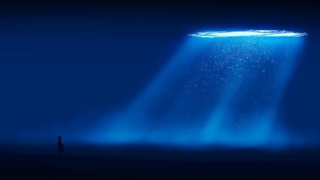Mystical Blue Light in Anime Art World wallpaper