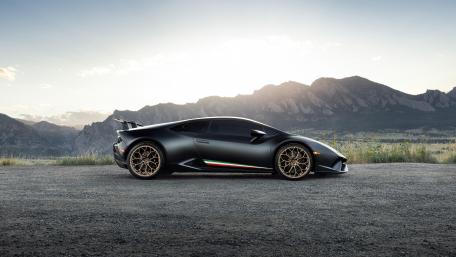 Sleek Lamborghini Huracan in Majestic Landscape wallpaper