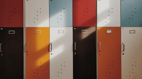 Vibrant School Lockers in Natural Light wallpaper