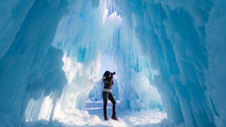 Frozen Wonderland Inside a Majestic Ice Cave wallpaper