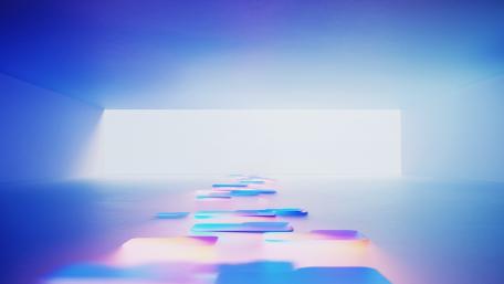 Vibrant Liquid Pathway in Azure and Magenta Shades wallpaper