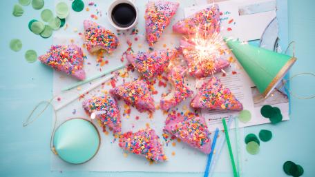 Colorful Celebration with Cake and Coffee Treats wallpaper