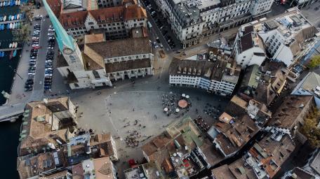 Captivating Aerial View of a Charming City Square wallpaper