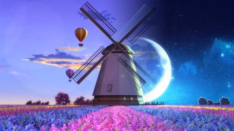 Enchanted Night at the Windmill wallpaper
