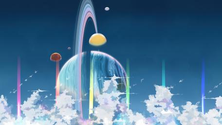 Ringed Planet in a Dreamlike Sky wallpaper