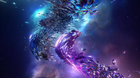 Cosmic Swarm Abstraction in Purple and Blue Double Cross wallpaper