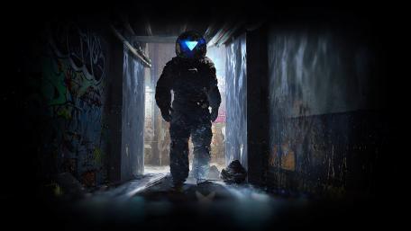 Astronaut Explorer in a Graffiti-Adorned Passageway wallpaper
