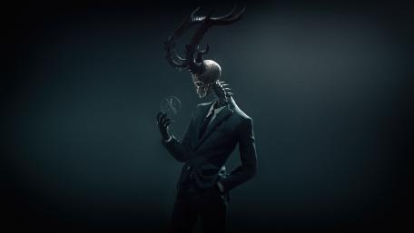 Mysterious Horned Skeleton in Suit wallpaper
