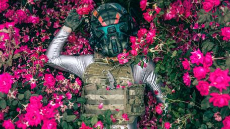 Surreal Dreamscape Among Pink Blossoms wallpaper