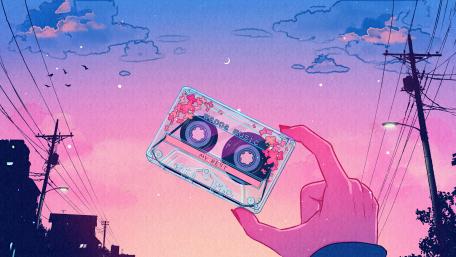Nostalgic Beats Under Twilight Skies wallpaper
