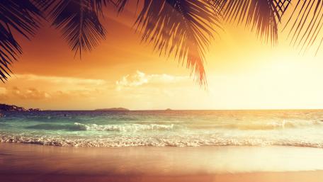 Tropical Sunset Serenity Over The Sea wallpaper