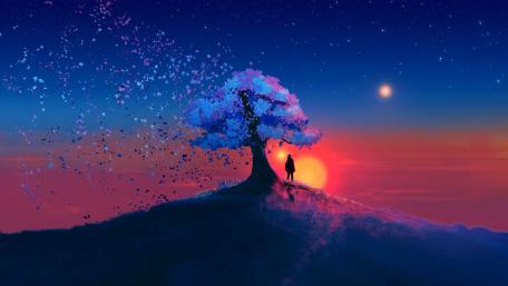 Starry Solitude at Twilight's Edge wallpaper