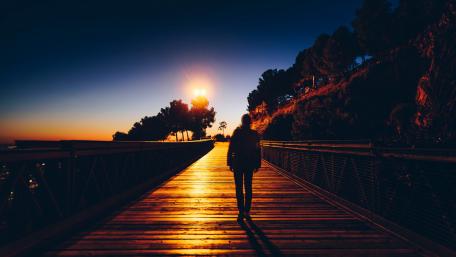 Evening Solitude on the Boardwalk wallpaper