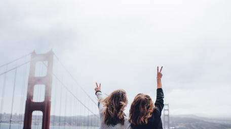 Joyful Moments at Golden Gate Bridge wallpaper