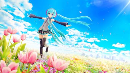 Joyful Spring Dance with Hatsune Miku wallpaper
