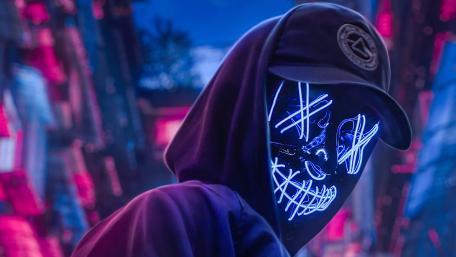 Blue Neon Mask wallpaper