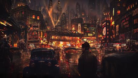 Neon Noir Metropolis wallpaper