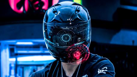 Futuristic Biker in Sci-Fi Universe wallpaper