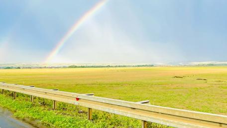 Rainbow on the road wallpaper