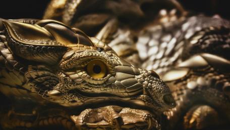Golden Dragon Majesty in a Fantasy Realm wallpaper