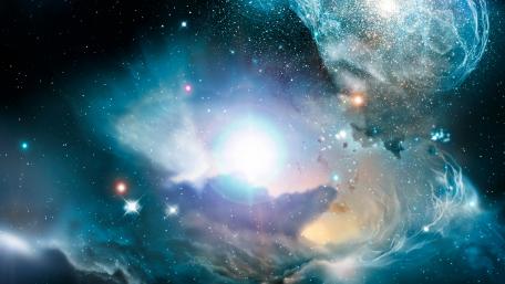 Cosmic Mysteries Unveiled in Stunning Blue Space Art wallpaper