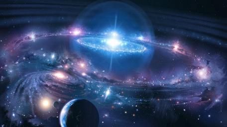 Majestic Cosmic Dance of Galaxies wallpaper