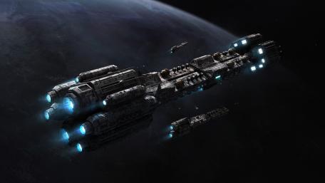 Majestic Spaceship Journeys Through Cosmic Wonders wallpaper
