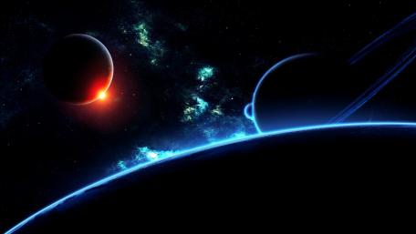 Ringed Elegance in the Cosmic Abyss wallpaper